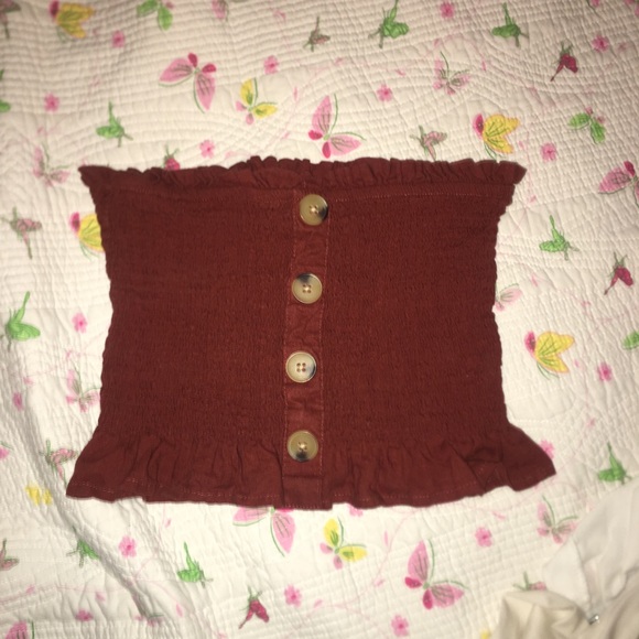 Pacsun Ruffled Brick Red Tube Top - Picture 3 of 4